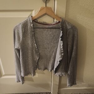 Gray Ruffled Girl's Sweater